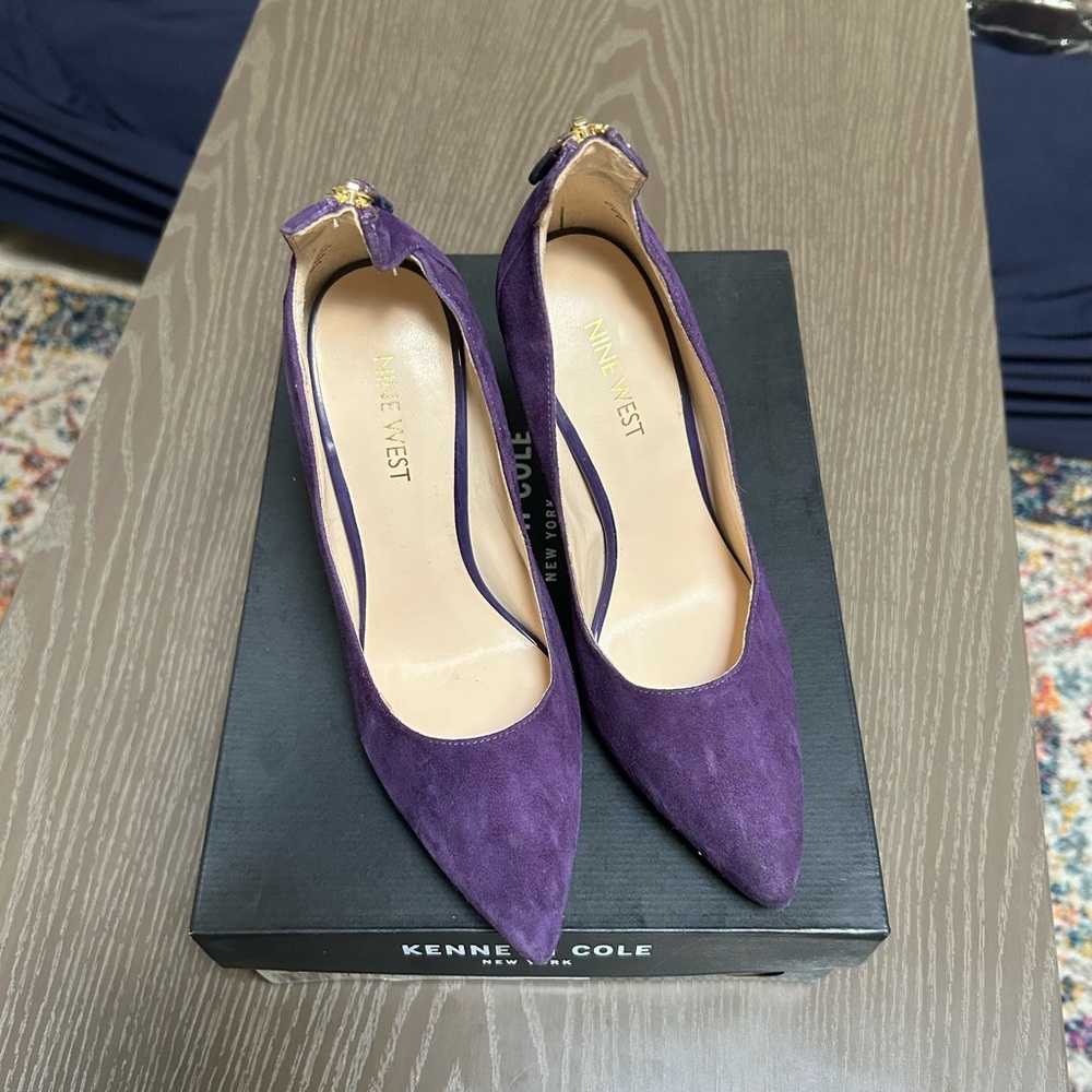 Nine West Purple Stiletto Leather pointy-toe Pumps